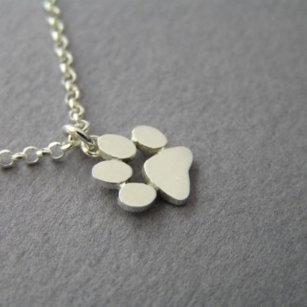 Paw Print Necklace Pendant - Sterling Silver - Cats and Dogs Paws  - Animal Jewelry
