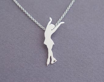 Figure Skating Necklace - Ice Skate Necklace - Sterling Silver