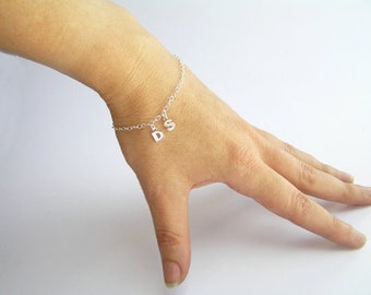 Sterling Silver Initials Bracelet - Lettres Bracelet - Bijoux personnalisés - Bracelet de charme