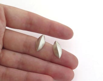Silver Stud Earrings for Women, Sterling Silver Studs, Unique Stud Earrings, Dome Earrings, Geometric Earring, Marquise Earring, Pod Earring