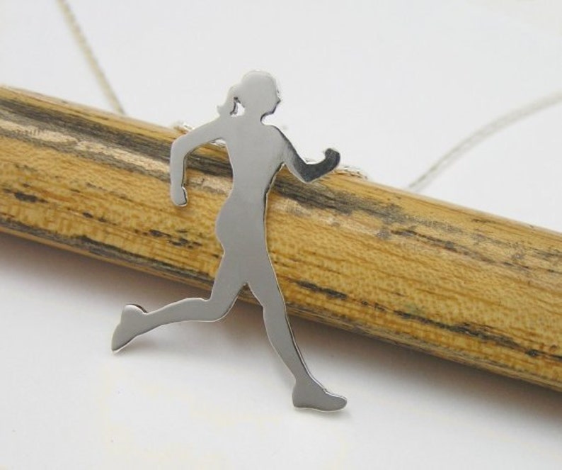 Runner Necklace Running Woman Pendant Sterling Silver Etsy
