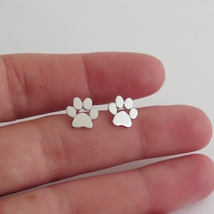 Paw Print Earrings - Silver Stud Earrings - Cats and Dogs Paws - Pet Jewelry - Animal Lover Gift