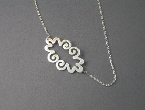 Silver Necklace Pendant Curvy Cloud Pendant Sterling | Etsy