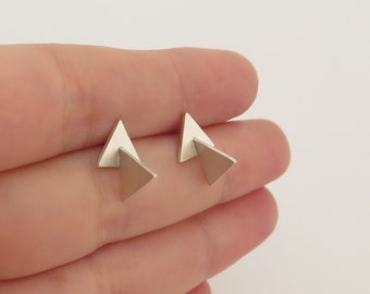 Silver Studs, Triangle Earrings, Geometric Earring, Minimalist Earrings, Unique Earrings, Silver Stud Earrings, Sterling Silver Studs