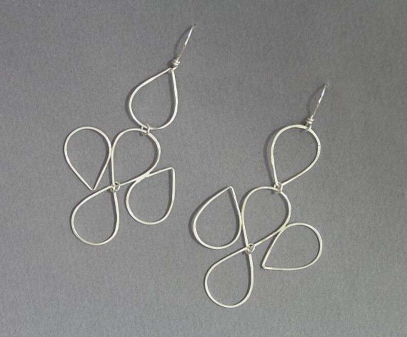 Big Dangle Earrings Drops Earrings Sterling Silver Wire image 4