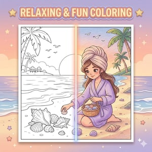 Cozy Beach Coloring Book | Summer Coloring & Ocean coloring Pages Vacation Coloring Coastal Coloring Book | Digital Download image 8
