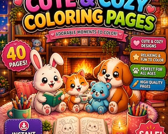 Cozy Coloring Book for Adults | Relaxing Easy Coloring Pages | Bold Printable Coloring Book PDF | Cute Digital Download for Teens & Adults