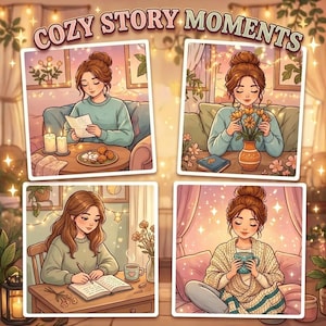 Cozy Girl Moments Coloring Book | Cute Relaxing Coloring Pages for Adult | Bold & Easy Printable PDF | iPad Procreate Digital image 2