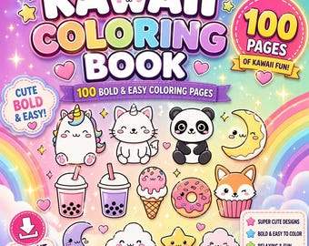 Kawaii Coloring Book | 100 Anime Pages, Kids & Adults (Printable PDF)