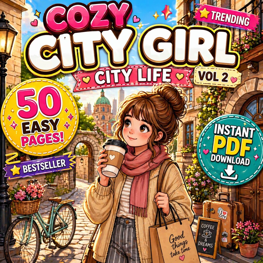 City Coloring Book for Adults | Urban Street & City Life Coloring Pages ...