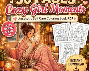 Cozy Girl Moments Coloring Pages | Self Care & Daily Life Coloring Book for Adults | Cute Relaxing Coloring | Printable PDF Download