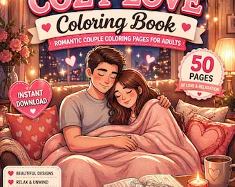 Cozy Couples Coloring Pages | Romantic Coloring & Date Night Coloring Book | Cute Love Coloring Pages | Printable PDF Instant Download
