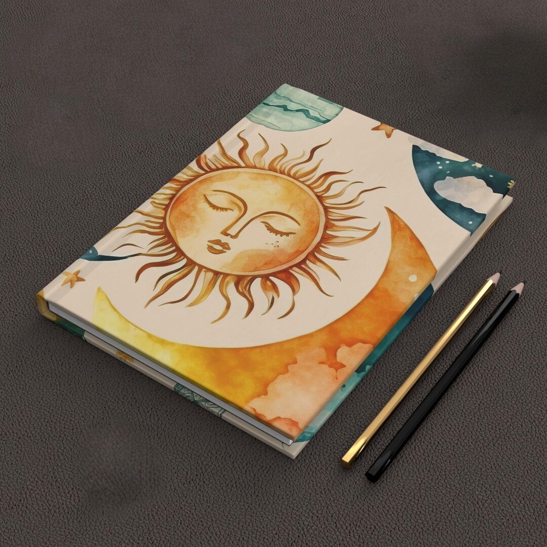 Celestial Sun and Moon Hardcover Journal | Lined Notebook for ...