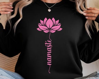 Namaste Lotus Sweatshirt • Yoga Crewneck • Spiritual Gift for Yogis • Mindfulness Pullover • Boho Yoga Clothing