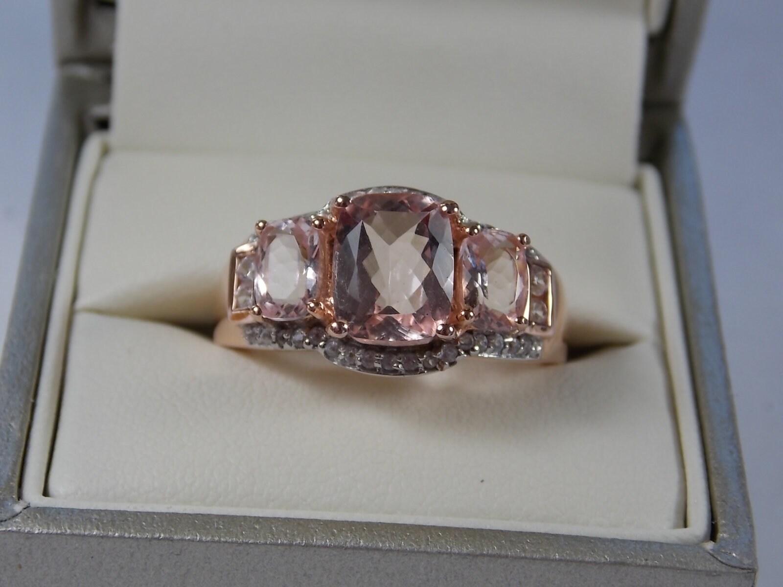 Morganite and Diamond Halo ring 3.20 Carats Total Weight Rose | Etsy