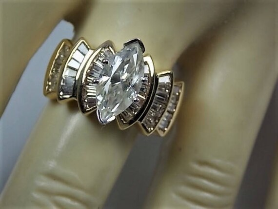 Moissanite and Diamond Ring 3.55Ctw Yellow Gold 14K 8.1gm | Etsy