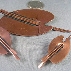 Mad Men 1960s Renoir Copper Palette Brooch and Earrings 4 inches x 2 inches Brooch 32 grams Excellent Condition image 2