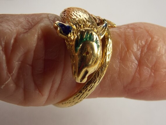 Koi Fish Ring Yellow Gold 18k 6 4 Grams Size 7 25 Gem