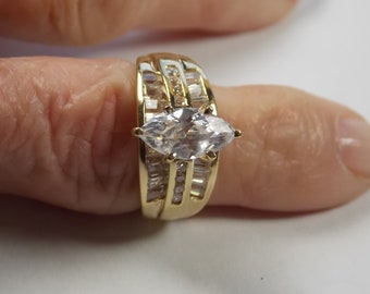 CZ Bridal Ring 3 carats Yellow gold 10K  6.2 grams Size 7
