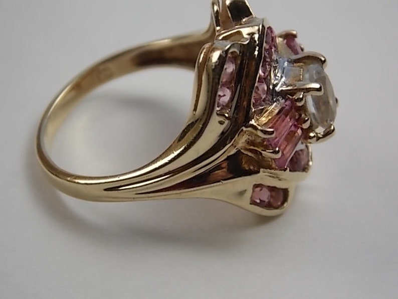 Tourmaline and Aquamarine Ring 1.44Ctw Yellow gold 10K 4.3gm Size 6 March Birthstone
