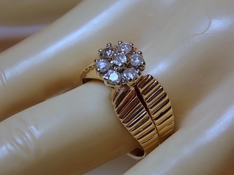 Diamond Bridal set .80 Ctw 14k 5.6gm size 8.5 Mid Century image 1