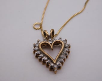 Diamond Heart Pendant .53 Carats 18" Chain Yellow Gold 14K 3.33 grams