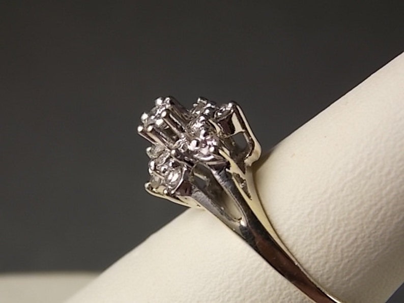 1950s Diamond Flower Ring .58 Carats White gold 14K 2.88 gm size 6 Engagement Ring image 1