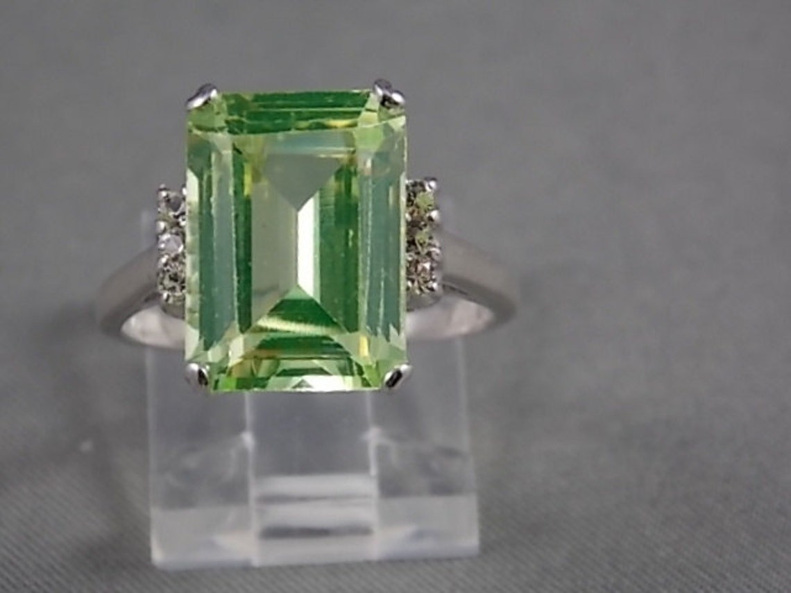 1950s Green Spinel Ring White Gold 14K 9.12Ctw 5gm Size 6 Lime Etsy