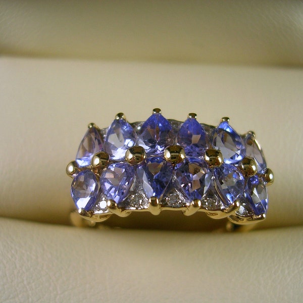 SALE- Estate Tanzanite and Diamond Ring 1 Ctw Size 7 Yellow Gold 14K 4 grams