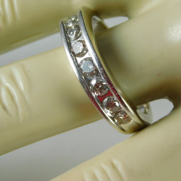 Diamond Wedding Band Ring 1 Carat Total White Gold 10K 7.4gm Sizeable 9.75 ZEI Brand Unisex