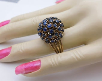 Sapphire Dome Ring Yellow Gold 10K 7 grams Size 5.25 1950's Harem Ring