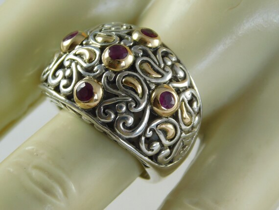 Ruby Ring with 18K YG Bezel Accent Sterling Silve… - image 8