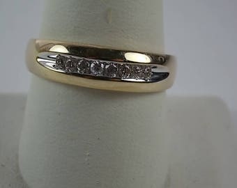 Diamond Ring 6.5mm wide Unisex .25Ctw Yellow Gold 10K 3.7gm Size 11.75 Wedding Anniversary