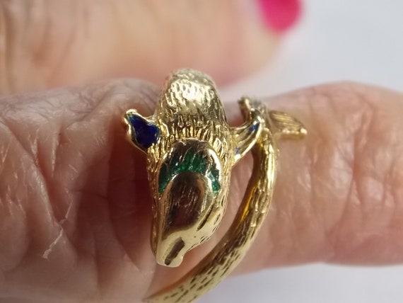 Koi Fish Ring Yellow Gold 18k 6 4 Grams Size 7 25 Gem