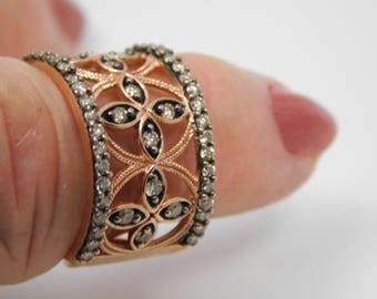 Rose Gold Diamond Cigar Band Ring .50 Ctw 4.8 gm Size 8 3/4