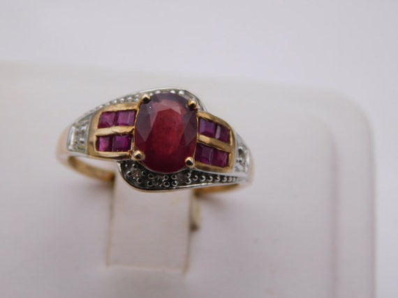 Ruby Ring Diamond Accents 2.66 Ctw Yellow Gold 10… - image 4