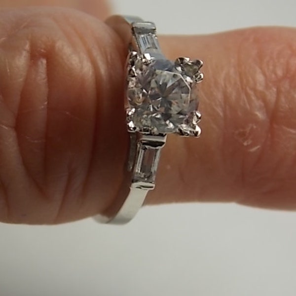 Engagement Ring Clear Spinel 1.08Ctw White Gold 14K  3.1gm Size 6 KIMBERLY Designer