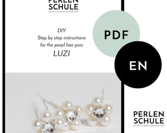 Pearl hairpin with rhinestones LUZI PDF craft instructions, English