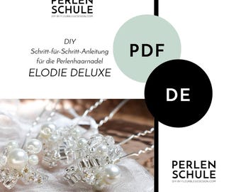 Wedding hairpin made of glass beads for the bride ELODIE DELUXE PDF craft instructions, German