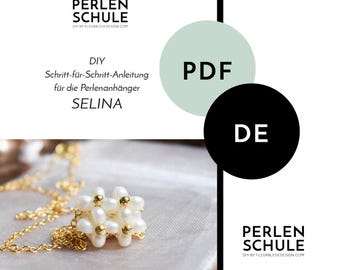 Bridal necklace with pearl pendant SELINA PDF craft instructions, German