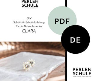Pearl stud earrings with rhinestones CLARA PDF craft instructions, German
