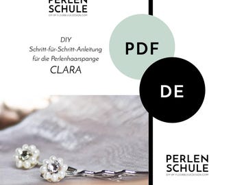 Pearl Hair Clip with Rhinestones CLARA PDF Craft Instructions, German
