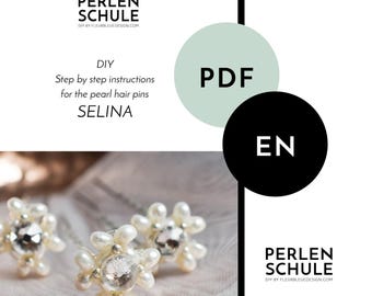Bridal hairpin made of pearls and rhinestones SELINA PDF craft instructions, English