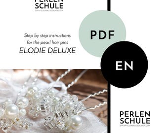 Modern pearl hairpins for wedding hairstyles ELODIE DELUXE PDF craft instructions, English