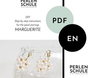 MARGUERITE Pearl Drop Earrings PDF Craft Instructions, English