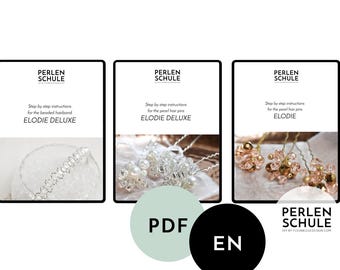 Bridal hair accessory bundle tutorial for wedding hairpins + wedding headband ELODIE + ELODIE DELUXE DIY wedding, English