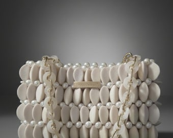 Bolso de terciopelo con cuentas hecho a mano, bolso de noche.