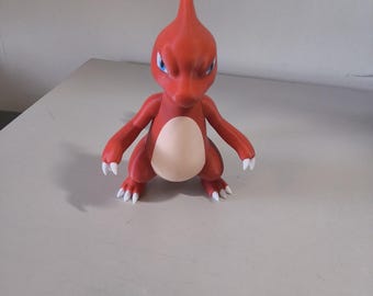 Charmeleon Figure, Red Fire Starter Statue, Pokemon Evolution Toy, Gamer Desk Decor, Anime Collectible, Mythical Lizard Art