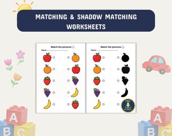 Folhas de Atividades de Combinação de Sombras | 100 páginas para imprimir | Crianças pequenas | Pré-escola | Combine a imagem | Adequado para alunos com necessidades especiais