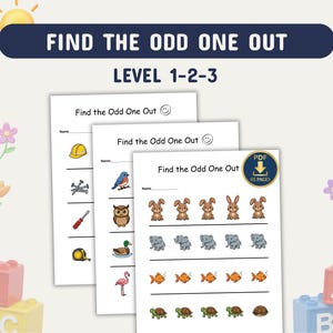 85 Page Find The Odd One Out Worksheet Bundle | Level 1-2-3 Simple To Complex |